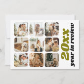 Jaar in de Review 12 Foto en tekst gepersonaliseer Feestdagenkaart (Voorkant)