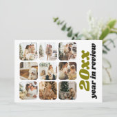 Jaar in de Review 12 Foto en tekst gepersonaliseer Feestdagenkaart (Staand voorkant)