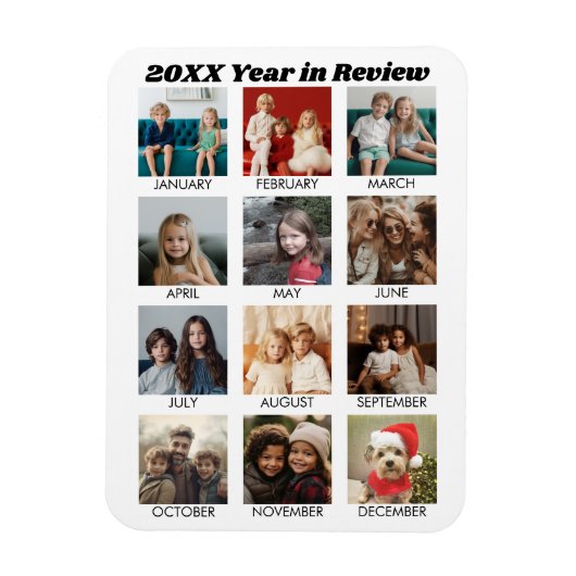 Jaar in de Review - 12 Fotocollage - Kalender Magneet (Verticaal)