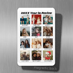 Jaar in de Review - 12 Fotocollage - Kalender Magneet<br><div class="desc">Witte achtergrond - Voeg je favoriete foto's toe aan deze leuke sjabloon - een foto voor elke maand. U kunt de foto's van het Instagram of om het even welke foto's voor dit net gebruiken. De kalender is in een net zodat kunt u een foto voor elke maand van het...</div>