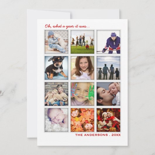 Jaar in de Review 12 Photo Collage Holiday Kaart (Voorkant)