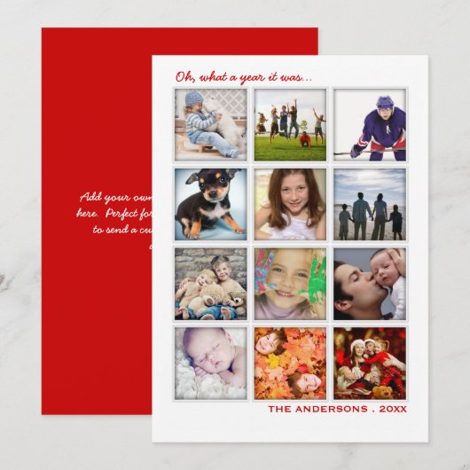 Jaar in de Review 12 Photo Collage Holiday Kaart (Voorkant / Achterkant)