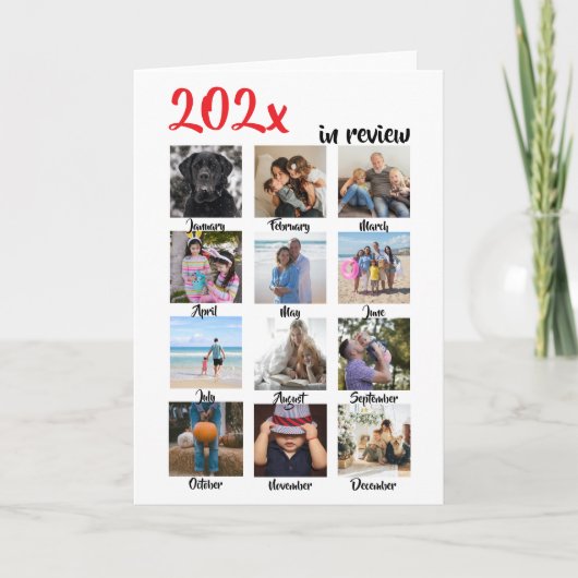 Jaar in de Review Foto Kerstmis Gepersonaliseerd Feestdagen Kaart (Voorkant)