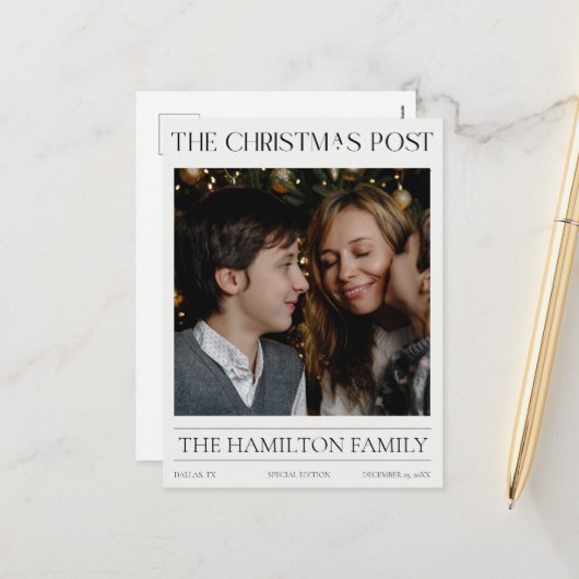 Jaar in de Review Kerstkrant Foto Feestdagenkaart (Voorkant / Achterkant in situ)