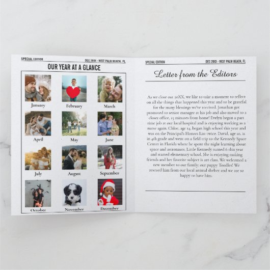 Jaar in de Review Kerstkrant groot formaat Kaart (Binnen)