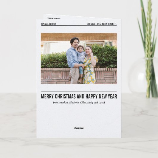 Jaar in de Review Kerstkrant Multi Photo Feestdagen Kaart (Achterkant)