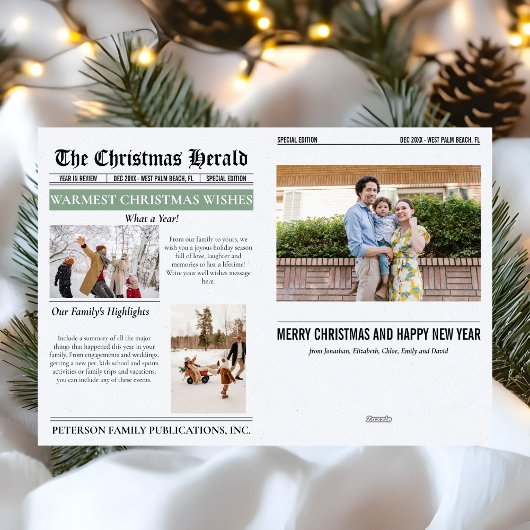 Jaar in de Review Kerstkrant Multi Photo Feestdagen Kaart