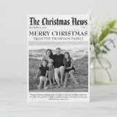 Jaar in de Review krant Kerstmis Familiefoto Feestdagenkaart (Staand voorkant)