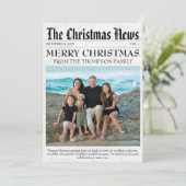 Jaar in de Review krant Kerstmis Familiefoto Feestdagenkaart (Staand voorkant)