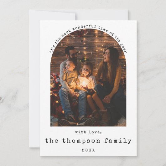 Jaar in de Review Minimalistische foto Christmas C Feestdagenkaart (Voorkant)