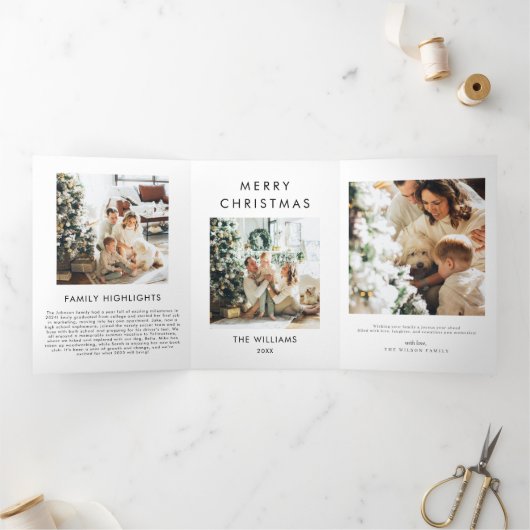 Jaar in de Review Moderne kerst Kaart (Binnen)