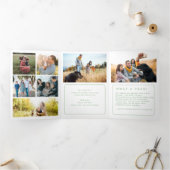 Jaar in de review multi foto groen Vrolijk Kerstfe Drieluik Wenskaart (Binnen)