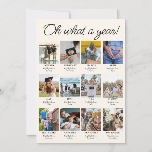 Jaar in de Review Wat een jaar Foto Christmas Coll Feestdagenkaart (Achterkant)