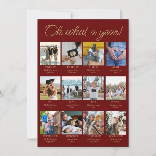 Jaar in de Review Wat een jaar Foto Christmas Coll Feestdagenkaart (Achterkant)