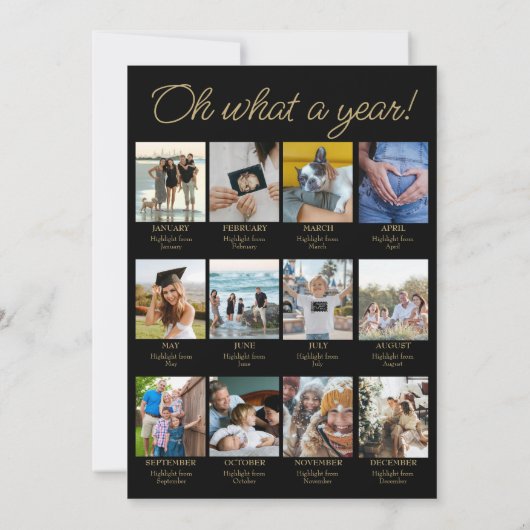 Jaar in de Review Wat een jaar Foto Christmas Coll Feestdagenkaart (Achterkant)