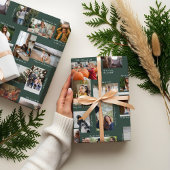 Jaar in Momenten 25 Familiefotocollage & Bijschrif Inpakpapier Vel