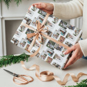 Jaar in Momenten 8 Familiefotocollage & Bijschrift Cadeaupapier