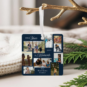 Jaar in Momenten Familie Fotocollage Keepsake Gift Metalen Ornament