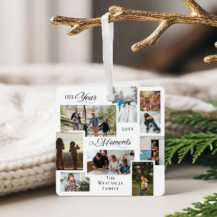 Jaar in Momenten Familie Fotocollage Keepsake Gift Metalen Ornament
