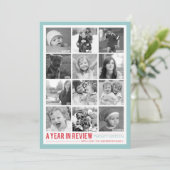 jaar in Review 12 Foto Collage Holiday Fotokaart Feestdagenkaart (Staand voorkant)