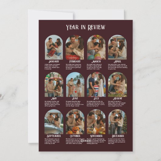 Jaar in Review 12 Fotofamilie Feestdagenkaart (Achterkant)