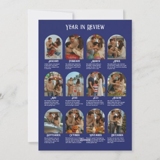 Jaar in Review 12 Fotofamilie Feestdagenkaart (Achterkant)