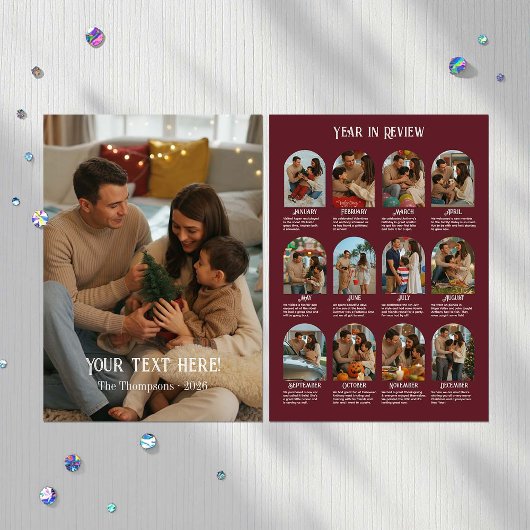 Jaar in Review 12 Fotofamilie Feestdagenkaart