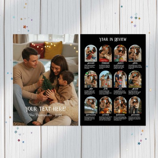 Jaar in Review 12 Fotofamilie Feestdagenkaart