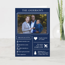 Jaar in Review | Blauwe kerstinfografisch Feestdagen Kaart