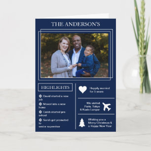 Jaar in Review   Blauwe kerstinfografisch Feestdagen Kaart