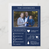 Jaar in Review | Blauwe kerstinfografisch Feestdagenkaart (Voorkant)