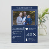 Jaar in Review | Blauwe kerstinfografisch Feestdagenkaart (Staand voorkant)