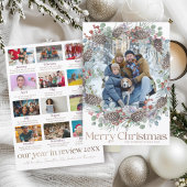 Jaar in Review Botanische krans Kerst Feestdagenkaart