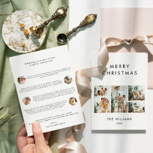 Jaar in Review Chic Merry Christmas Multi Foto Feestdagenkaart
