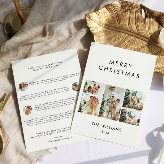 Jaar in Review Chique Modern Multi Photo Christmas Feestdagenkaart