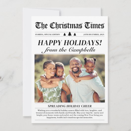 Jaar in Review Classic Krant Kerstfoto Feestdagenkaart (Voorkant)