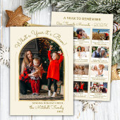 Jaar in Review Gold Script Arch Fotocollage Feestdagenkaart