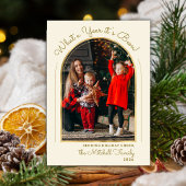 Jaar in Review Gold Script Arch Fotocollage Feestdagenkaart