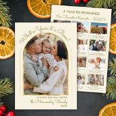 Jaar in Review Gold Script Arch Fotocollage Feestdagenkaart