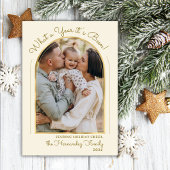 Jaar in Review Gold Script Arch Fotocollage Feestdagenkaart