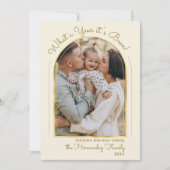 Jaar in Review Gold Script Arch Fotocollage Feestdagenkaart (Voorkant)