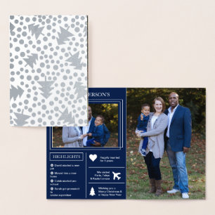 Jaar in Review   Kerstfotofeestdag Folie Kaarten