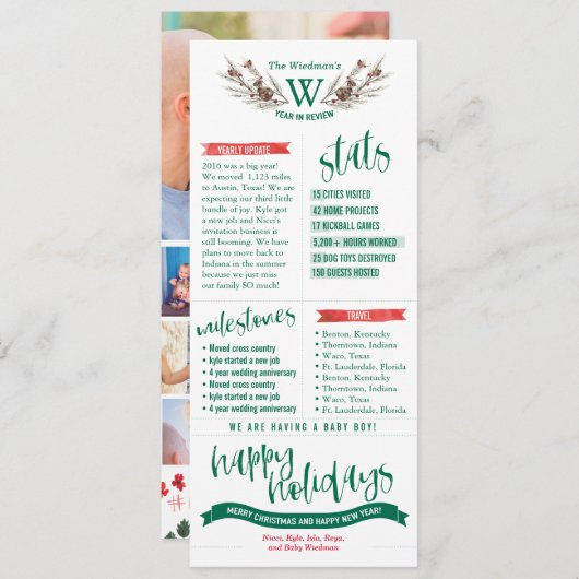 Jaar in Review kerstkaarten met foto's Feestdagenkaart (Voorkant / Achterkant)