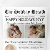 Jaar in Review Krant Familie Baby Arch Foto's Drieluik Wenskaart (Binnenzijde eerst)