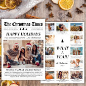 Jaar in Review Krant Familiefoto Uniek Gelukkig Feestdagenkaart