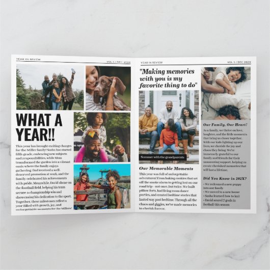 Jaar in Review Magazine Wenskaart Pics Collage Kaart (Binnen)