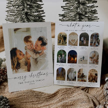 Jaar In Review Moderne Familiefoto Kerst Kaart