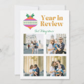 Jaar in Review Photo Collage Trendy Ornament Feestdagenkaart (Voorkant)