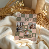 Jaar in Review Retro Geruite Kerstfoto's Drieluik Wenskaart