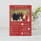 Jaar in Review | Rode kerstinfografisch | Feestdagenkaart (Staand voorkant)